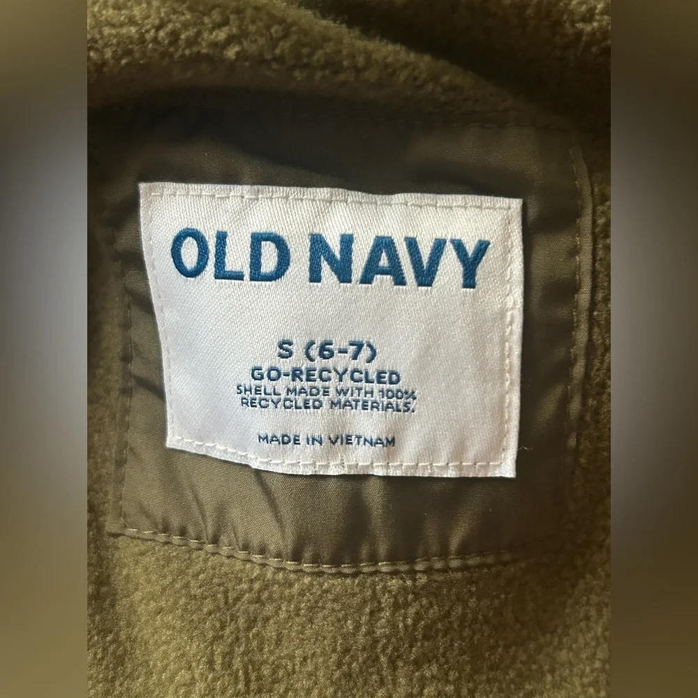 Old Navy Olive Green Hooded Puffer Jacket Girls Size S 6-7